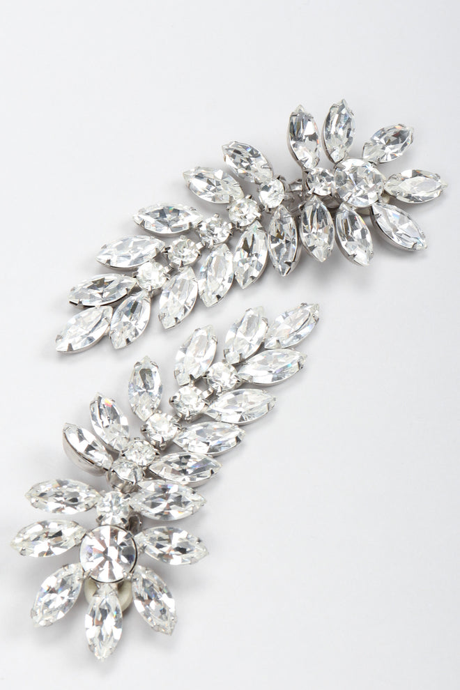 Recess Los Angeles Vintage Crystal Rhinestone Flower Feather Earring