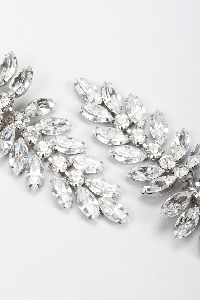 Recess Los Angeles Vintage Crystal Rhinestone Flower Feather Earring