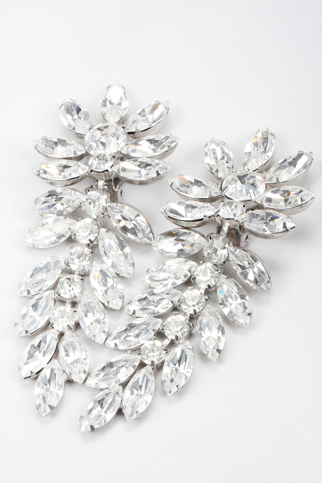 Recess Los Angeles Vintage Crystal Rhinestone Flower Feather Earring