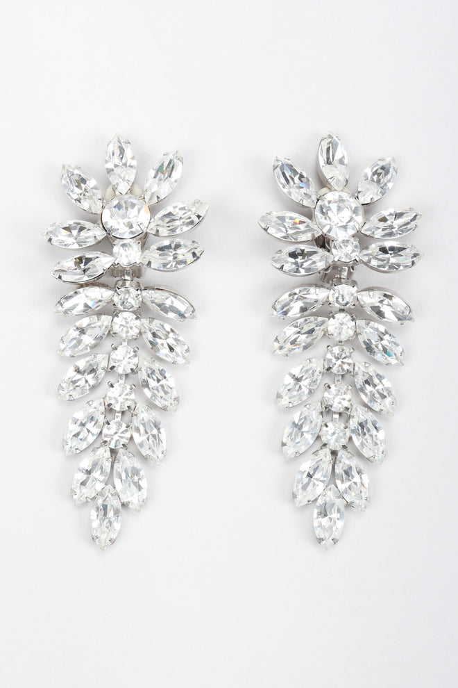 Recess Los Angeles Vintage Crystal Rhinestone Flower Feather Earring