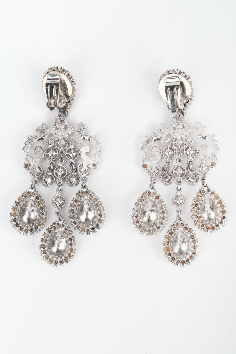 Recess Los Angeles Designer Consignment Resale Vintage Silver Crystal Teardrop Chandelier Earrings