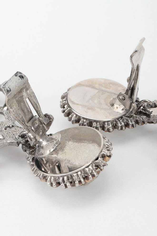 Recess Los Angeles Designer Consignment Resale Vintage Silver Crystal Teardrop Chandelier Earrings