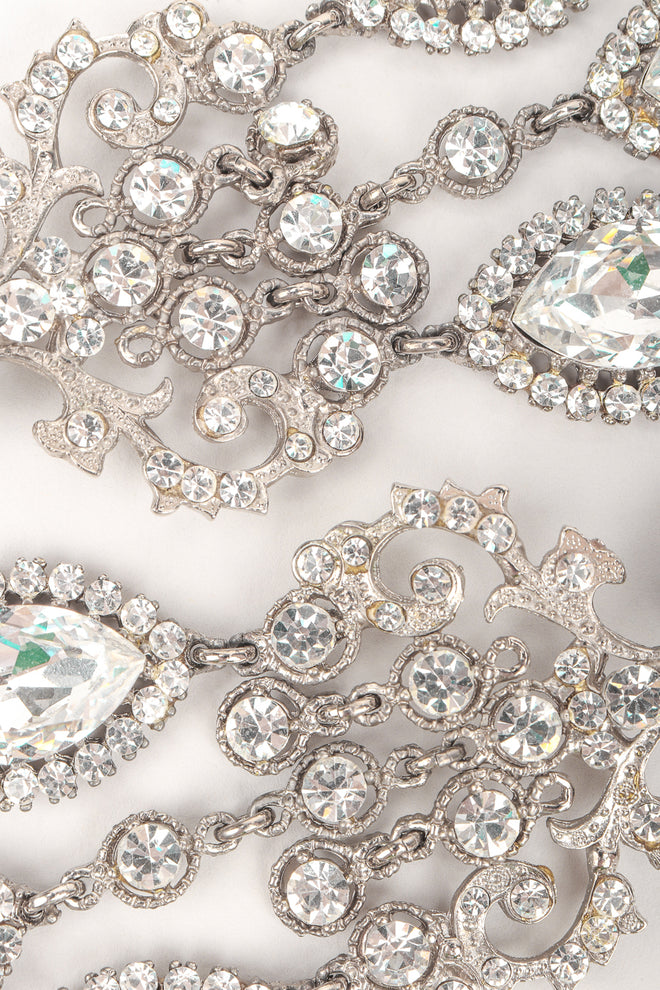 Recess Los Angeles Designer Consignment Resale Vintage Silver Crystal Teardrop Chandelier Earrings
