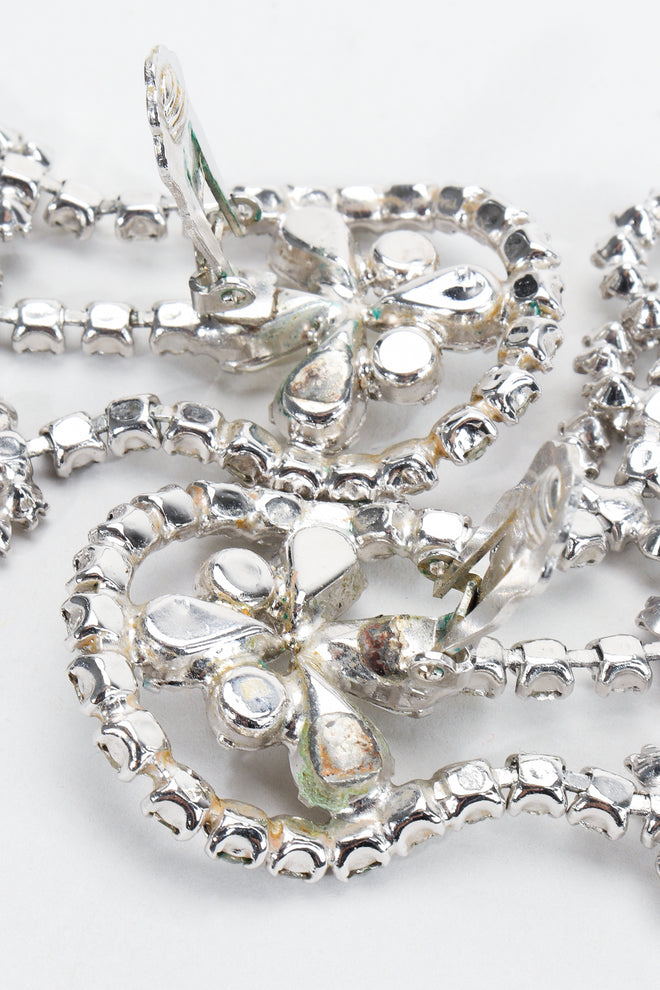 Vintage SIlver Crystal Circle Fringe Earring clip back