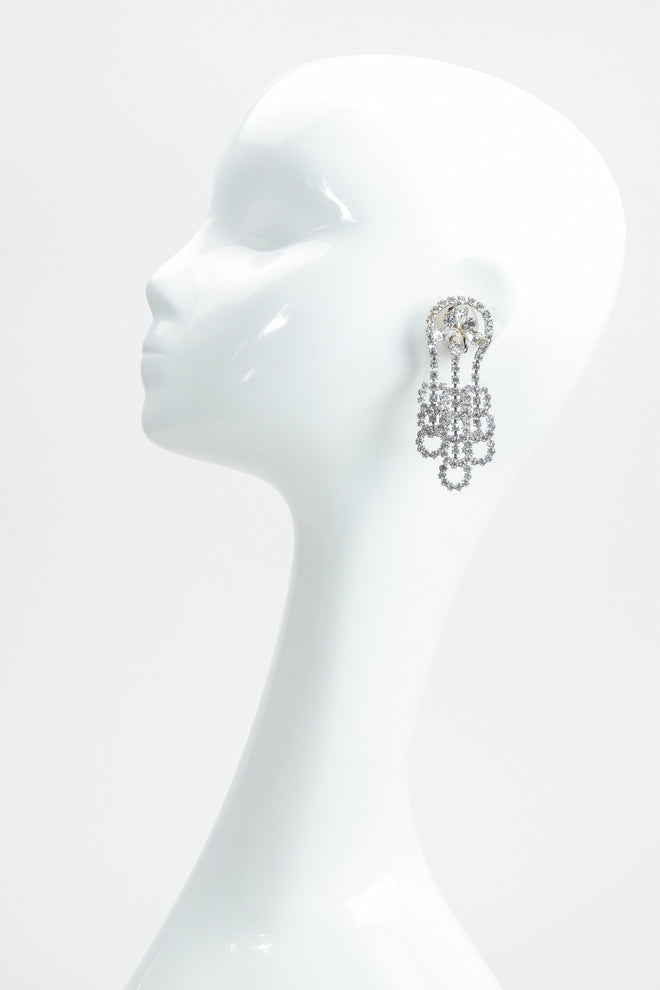 Vintage Crystal Circle Fringe Earrings on Mannequin at Recess Los Angeles