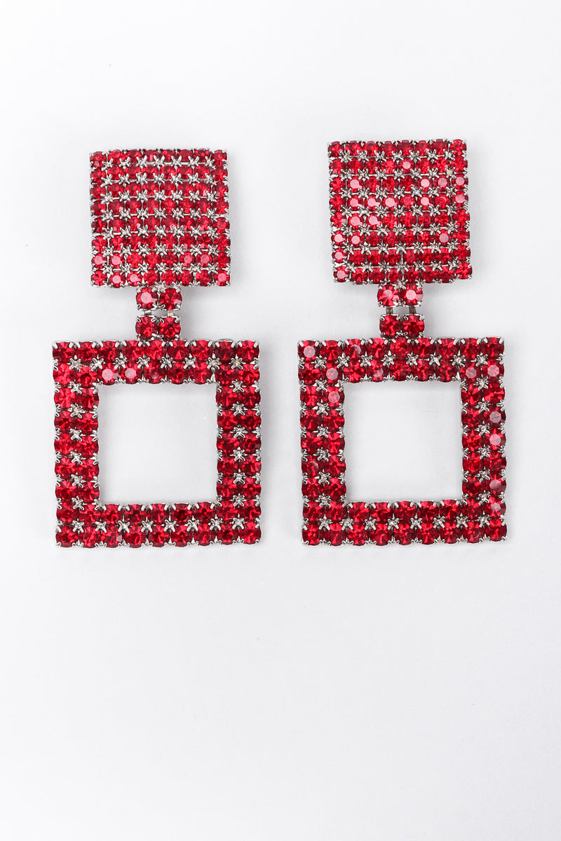 Recess Los Angeles Vintage No Label Red Rhinestone Square Earrings