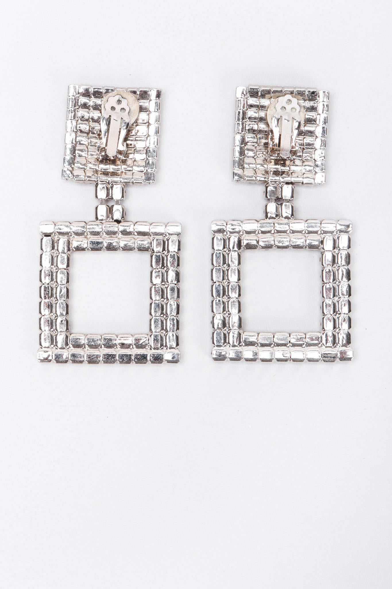 Recess Los Angeles Vintage No Label Red Rhinestone Square Earrings