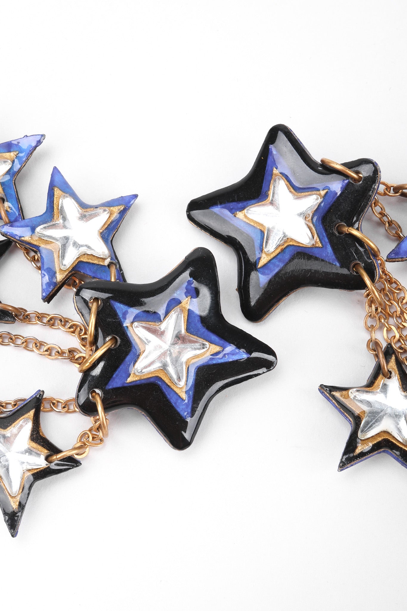 Recess Los Angeles Vintage Unsigned Milky Way Star Chandelier Clip Earrings