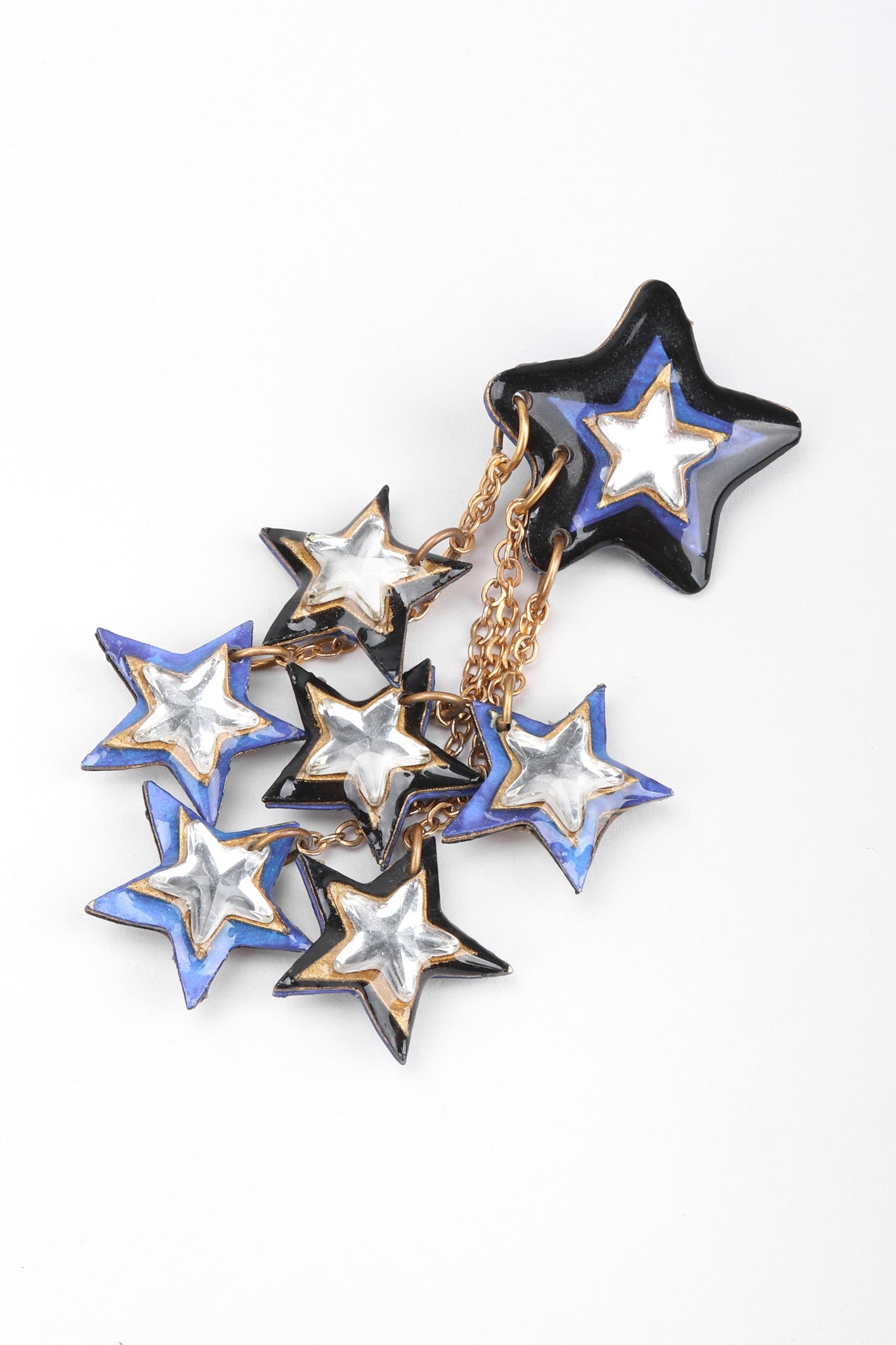Recess Los Angeles Vintage Unsigned Milky Way Star Chandelier Clip Earrings