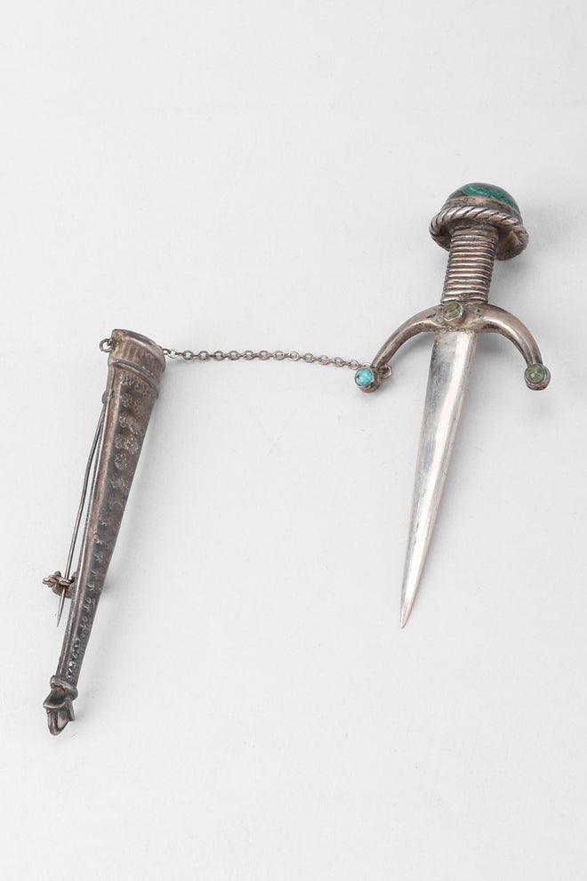 Recess Los Angeles Vintage Unsigned Sterling Silver Mexico Swashbuckling Sword Pin Brooch