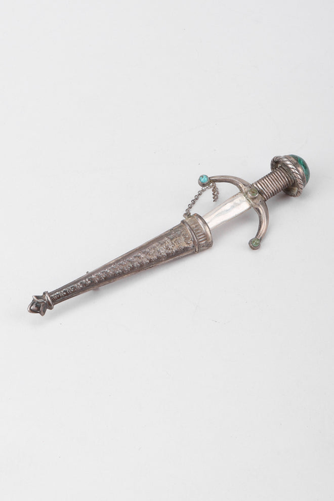Recess Los Angeles Vintage Unsigned Sterling Silver Mexico Swashbuckling Sword Pin Brooch