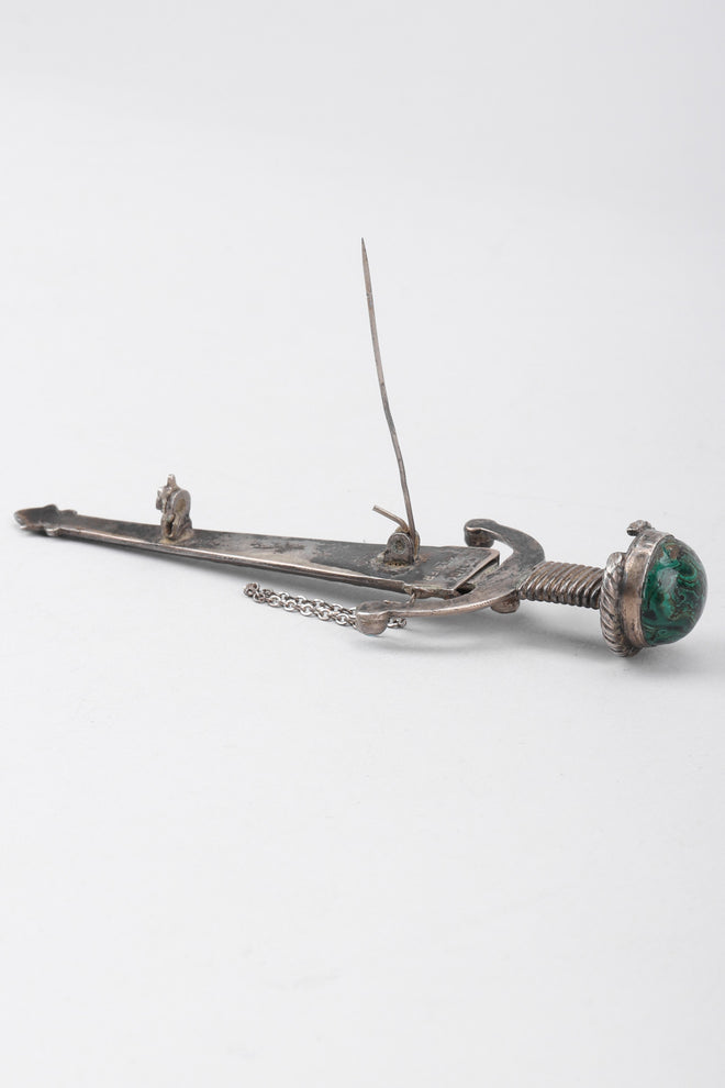 Recess Los Angeles Vintage Unsigned Sterling Silver Mexico Swashbuckling Sword Pin Brooch