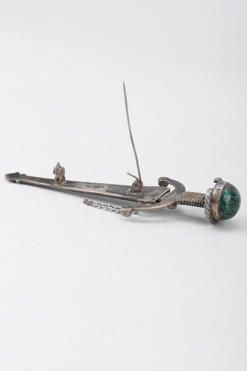 Recess Los Angeles Vintage Unsigned Sterling Silver Mexico Swashbuckling Sword Pin Brooch