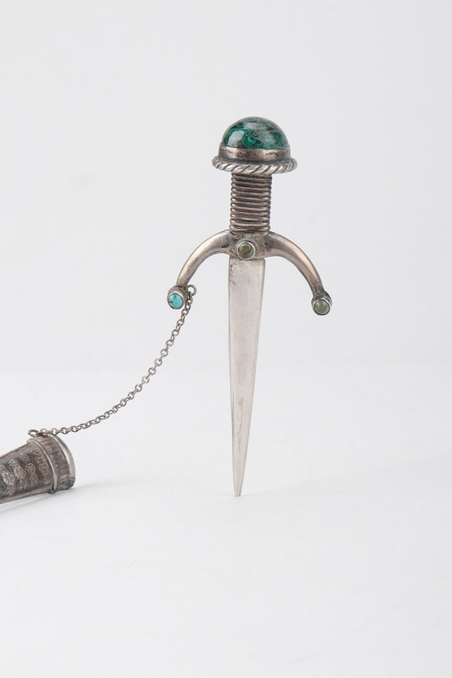 Recess Los Angeles Vintage Unsigned Sterling Silver Mexico Swashbuckling Sword Pin Brooch