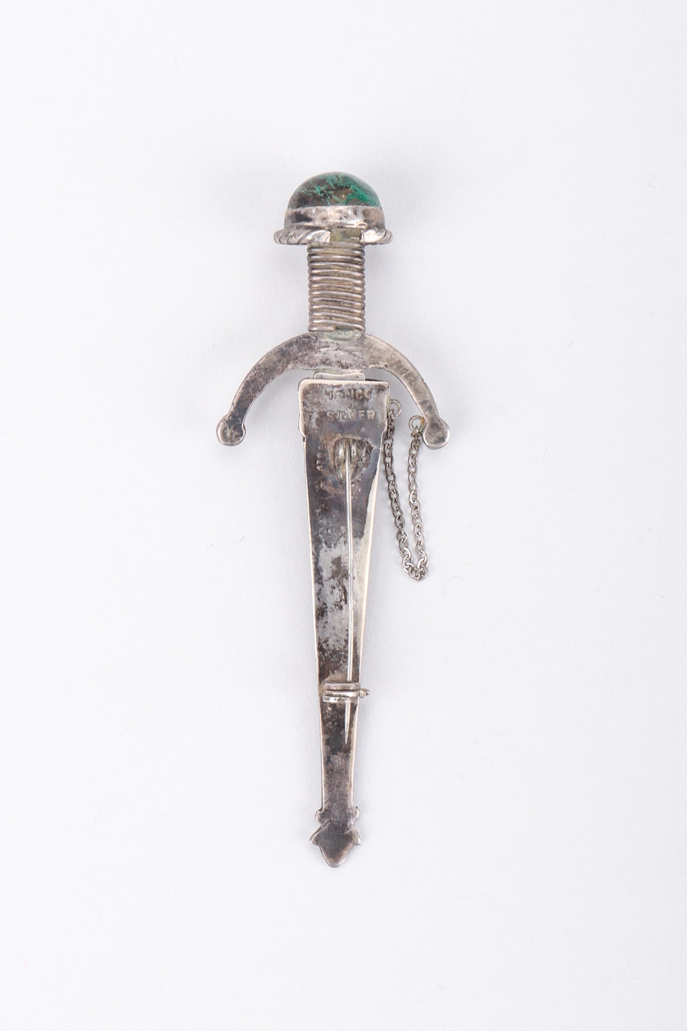 Recess Los Angeles Vintage Unsigned Sterling Silver Mexico Swashbuckling Sword Pin Brooch