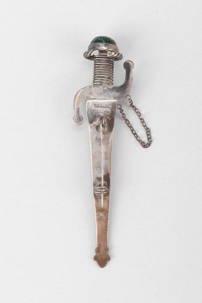 Recess Los Angeles Vintage Unsigned Mexico Sterling Silver Swashbuckling Sword Pin Brooch II