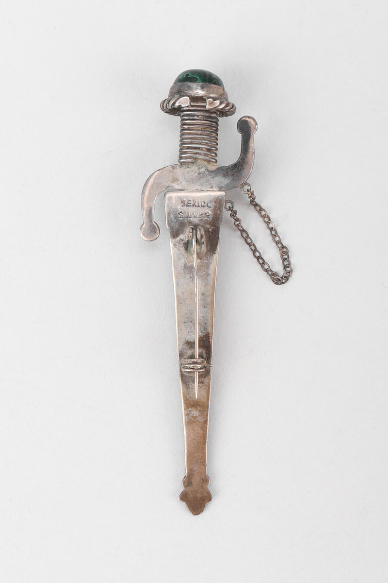 Recess Los Angeles Vintage Unsigned Mexico Sterling Silver Swashbuckling Sword Pin Brooch II