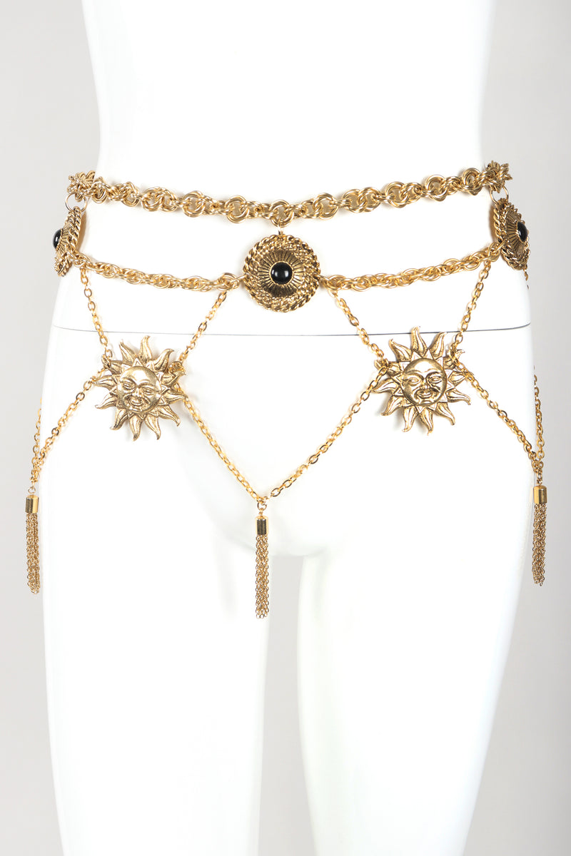 Recess Designer Consignment Vintage Celestial Tiered Waist Chain Belt Skirt Los Angeles resale