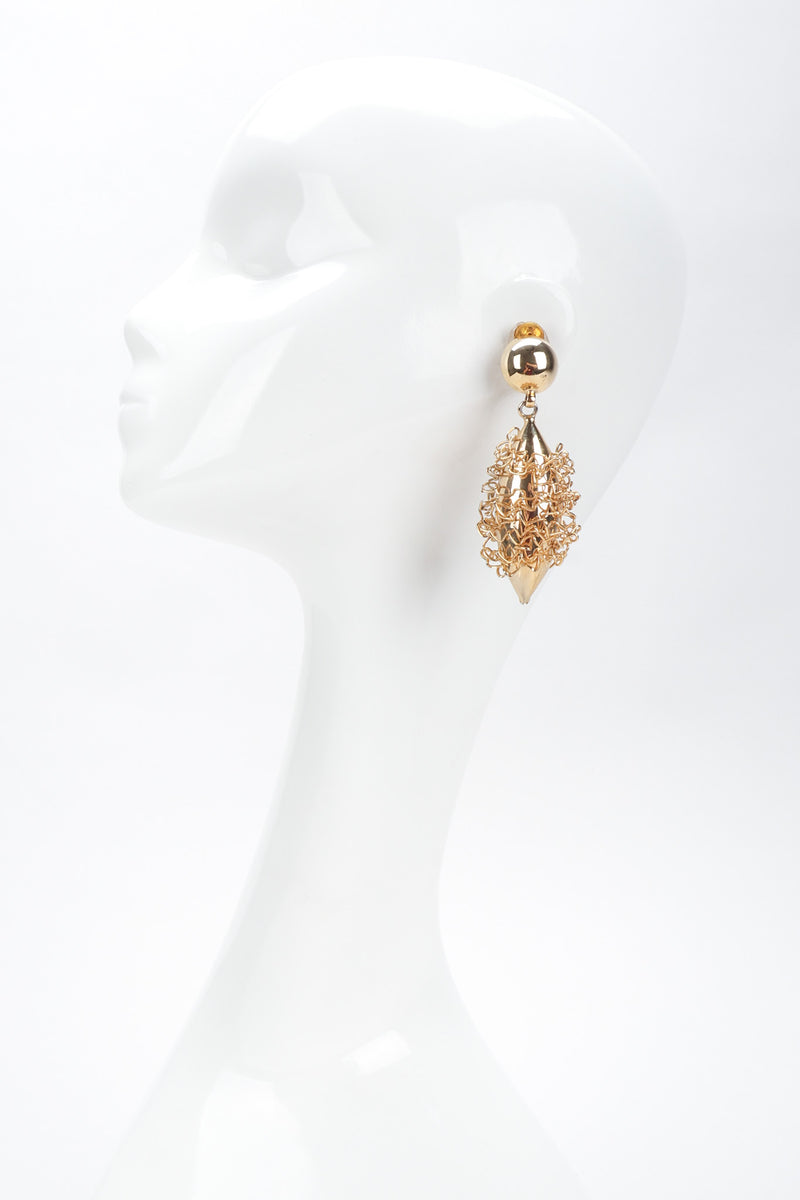 Recess Los Angeles Vintage Gold Wire Wrap Shell Drop Earrings