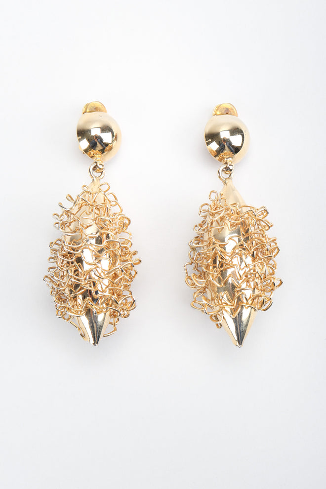 Recess Los Angeles Vintage Gold Wire Wrap Shell Drop Earrings