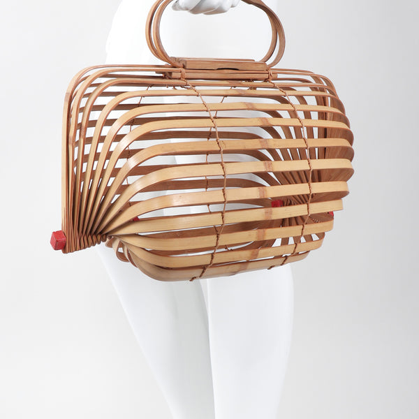 Yellow Bamboo Handbag With Handmade Beaded Handle - PRESTIGE CREATIONS  FACTORY | CUSTOM BAGS - CUSTOM PACKAGING BOXES - HOTEL AMENITIES
