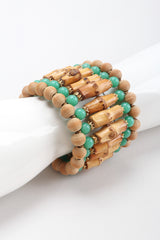 Recess Los Angeles Vintage William de Lillo Bamboo Jadeite Wire Wrap Cuff Bracelet