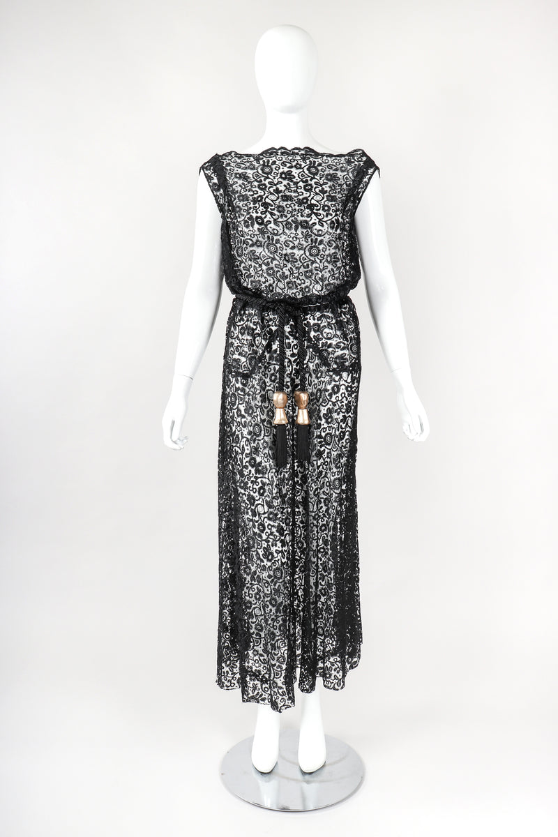 Recess Designer Consignment Vintage Sheer Embroidery Lace Over Dress Los Angeles Resale
