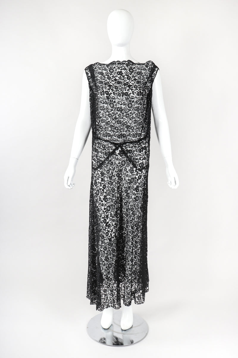 Recess Designer Consignment Vintage Sheer Embroidery Lace Over Dress Los Angeles Resale