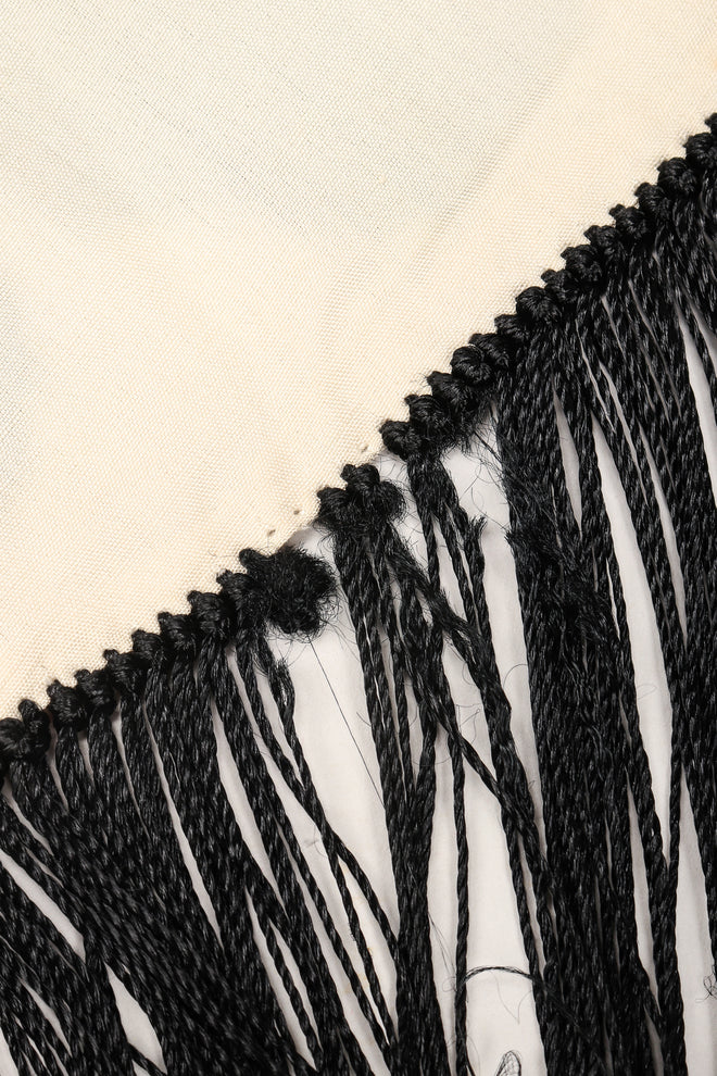 Recess Los Angeles Vintage Embroidered Black Roses Graphic Contrast Fringed Piano Shawl