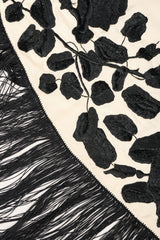 Recess Los Angeles Vintage Embroidered Black Roses Graphic Contrast Fringed Piano Shawl