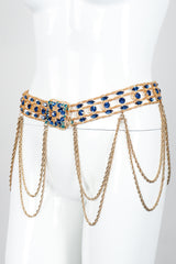 Vintage Unsigned Cascading Gold Gemstone Belt Angle at Recess LA