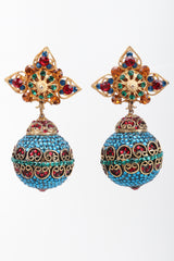 Recess Los Angeles Vintage Arabesque Swarovski Crystal Ball Drop Costume Clip On Earrings