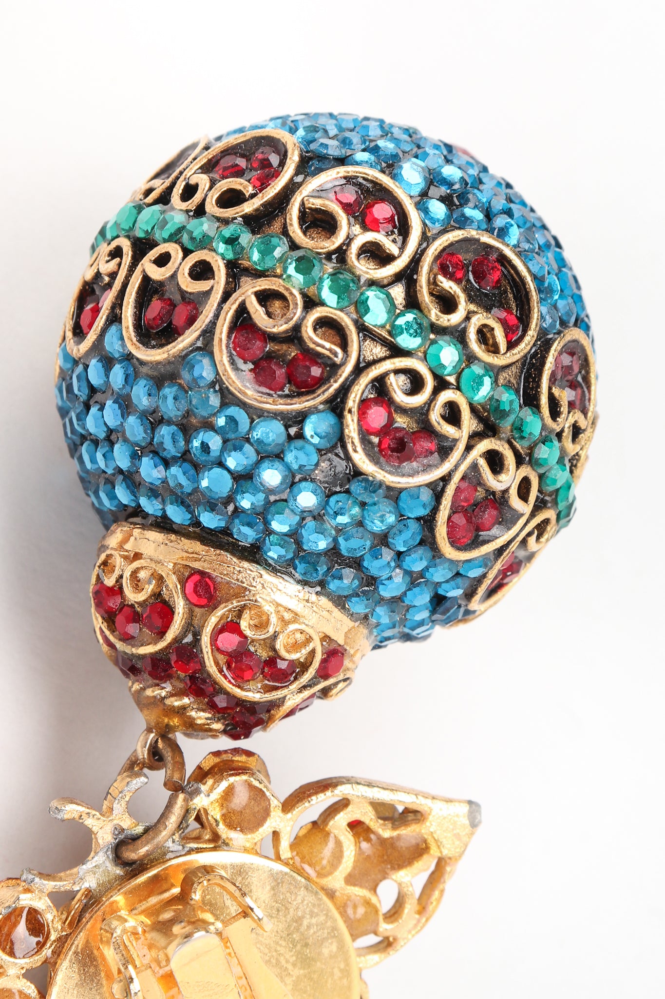 Recess Los Angeles Vintage Arabesque Swarovski Crystal Ball Drop Costume Clip On Earrings
