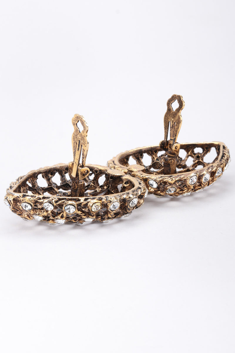 Recess Los Angeles Vintage Bronze Crystal Cage Heart Earrings