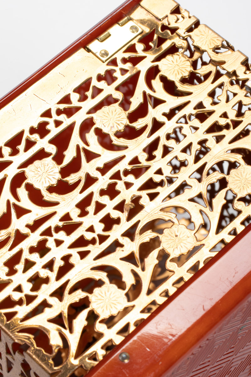 Recess Los Angeles Vintage Asian Inspired Filigree Lucite Square Box Bag