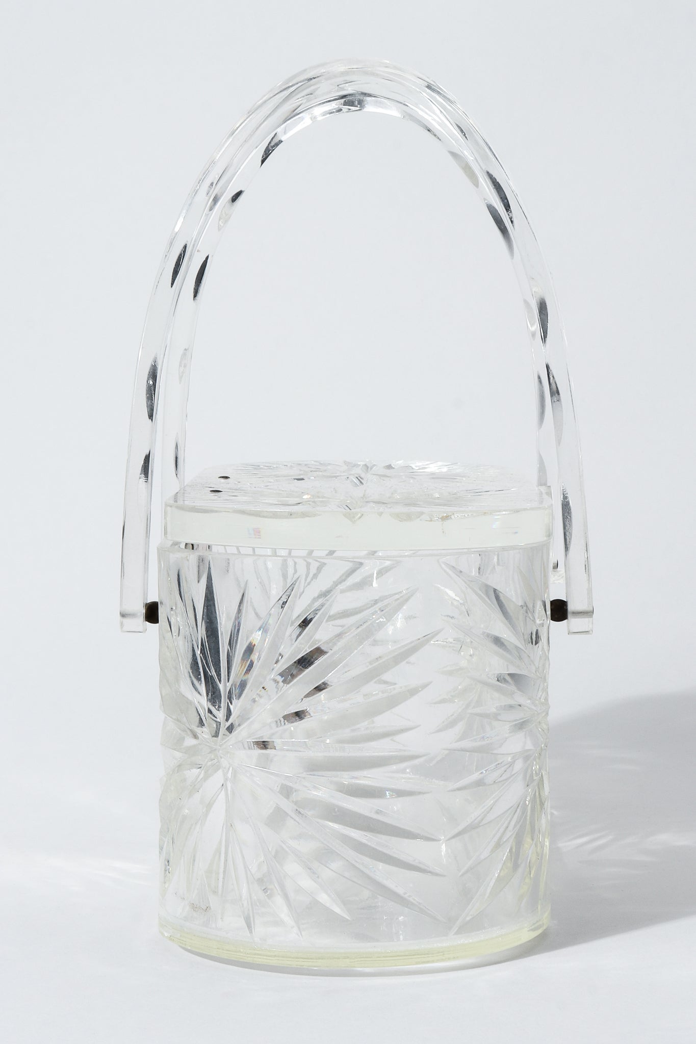 Vintage Wilardy Clear Diamond-Cut Lucite Box Bag Side at Recess Los Angeles 