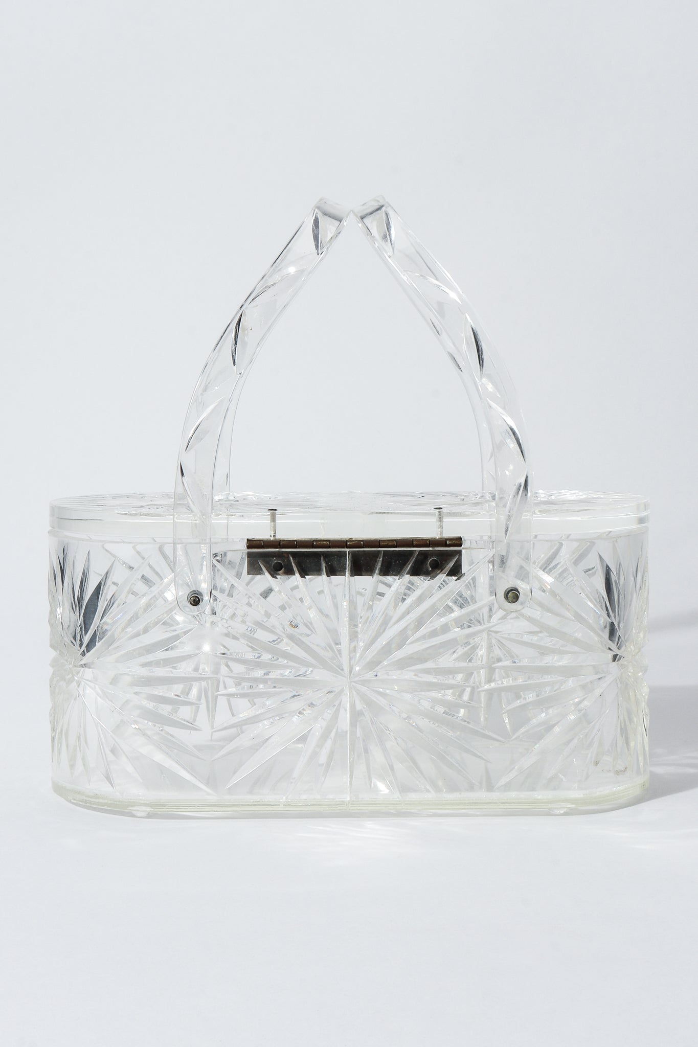Vintage Wilardy Clear Diamond-Cut Lucite Box Bag Bback at Recess Los Angeles