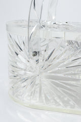 Vintage Wilardy Clear Diamond-Cut Lucite Box Bag handle joint at Recess Los Angeles
