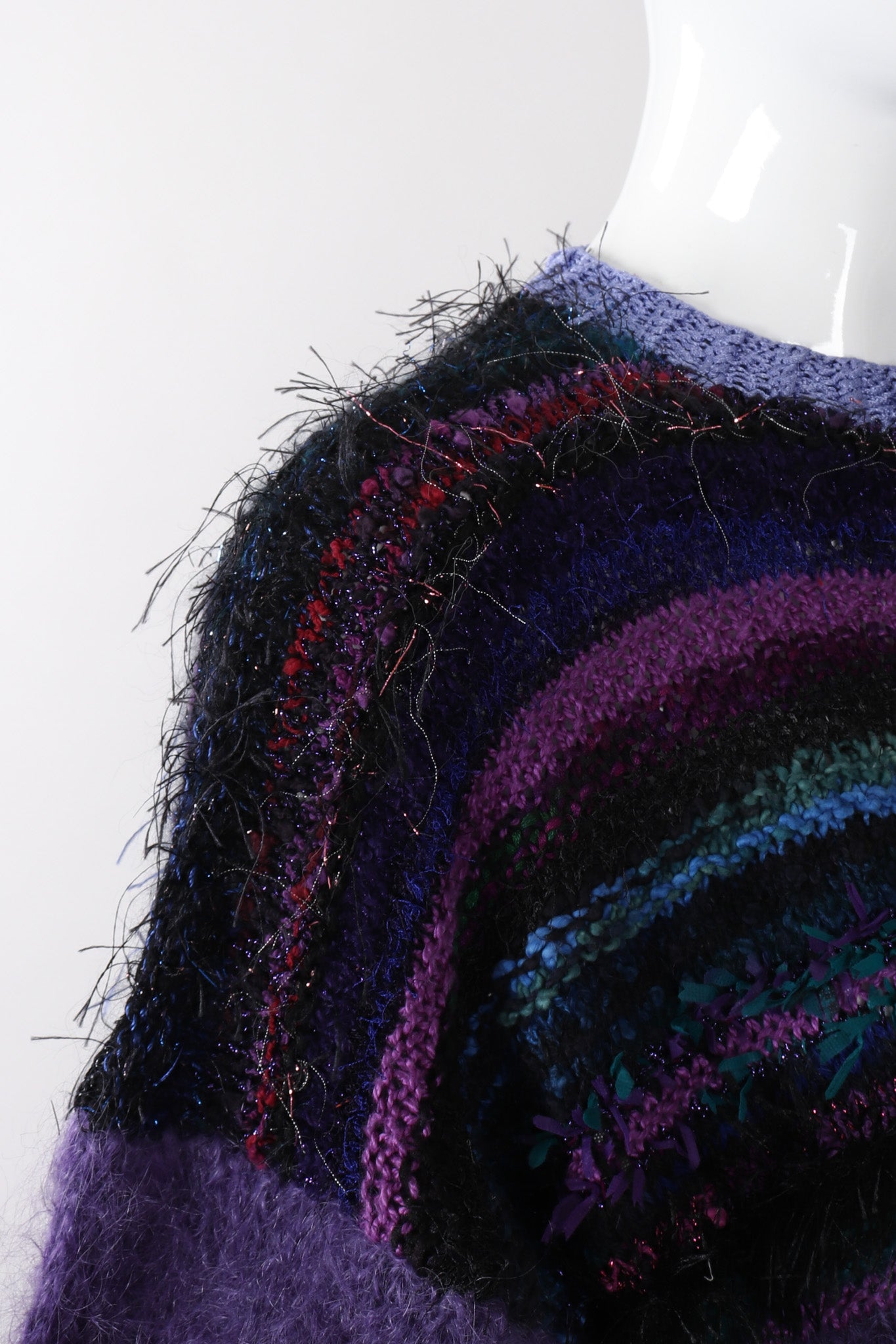 Recess Los Angeles Vintage Textured Knit Mohair Tinsel Boxy Crop Sweater 90s