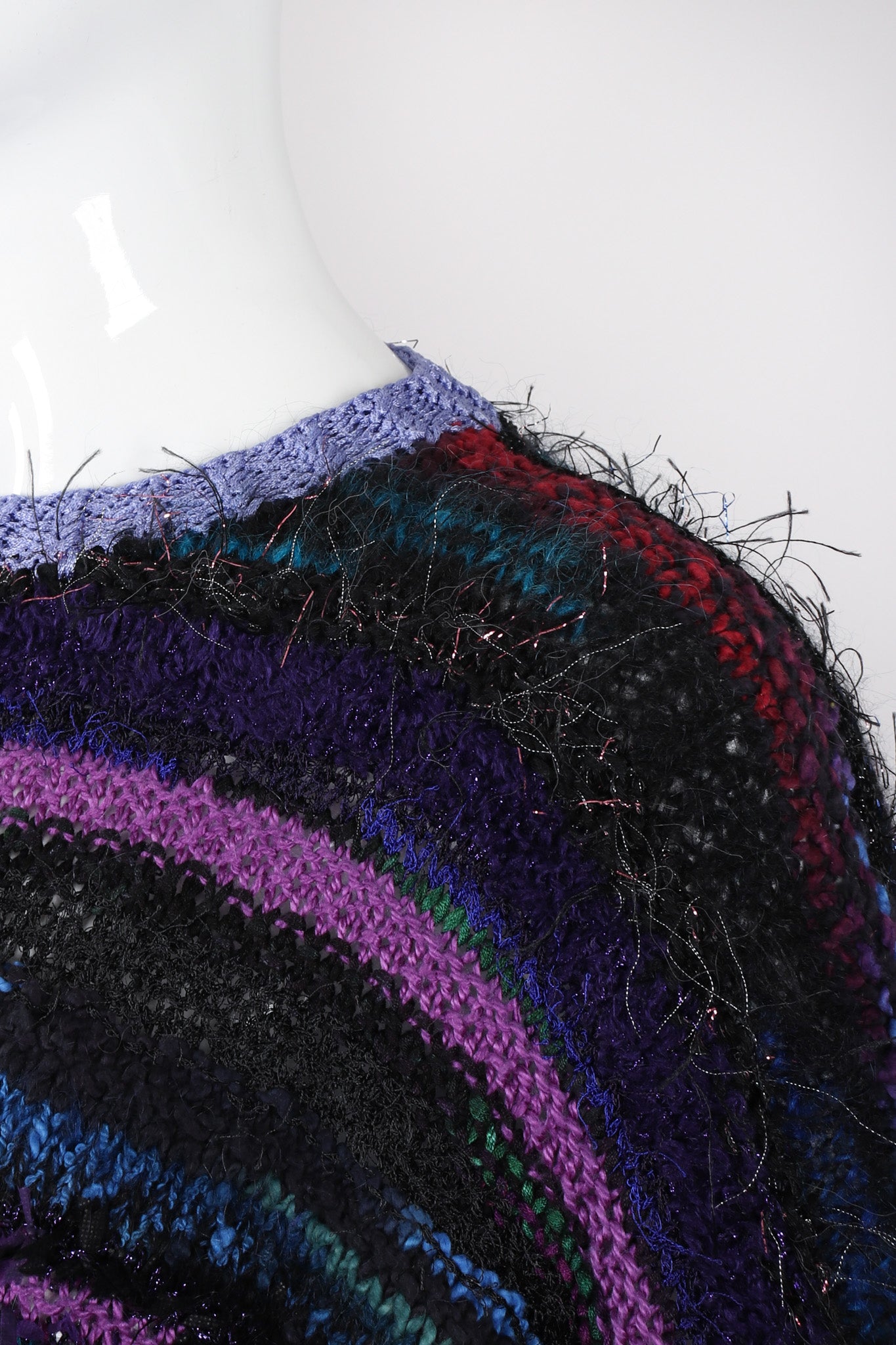 Recess Los Angeles Vintage Textured Knit Mohair Tinsel Boxy Crop Sweater 90s