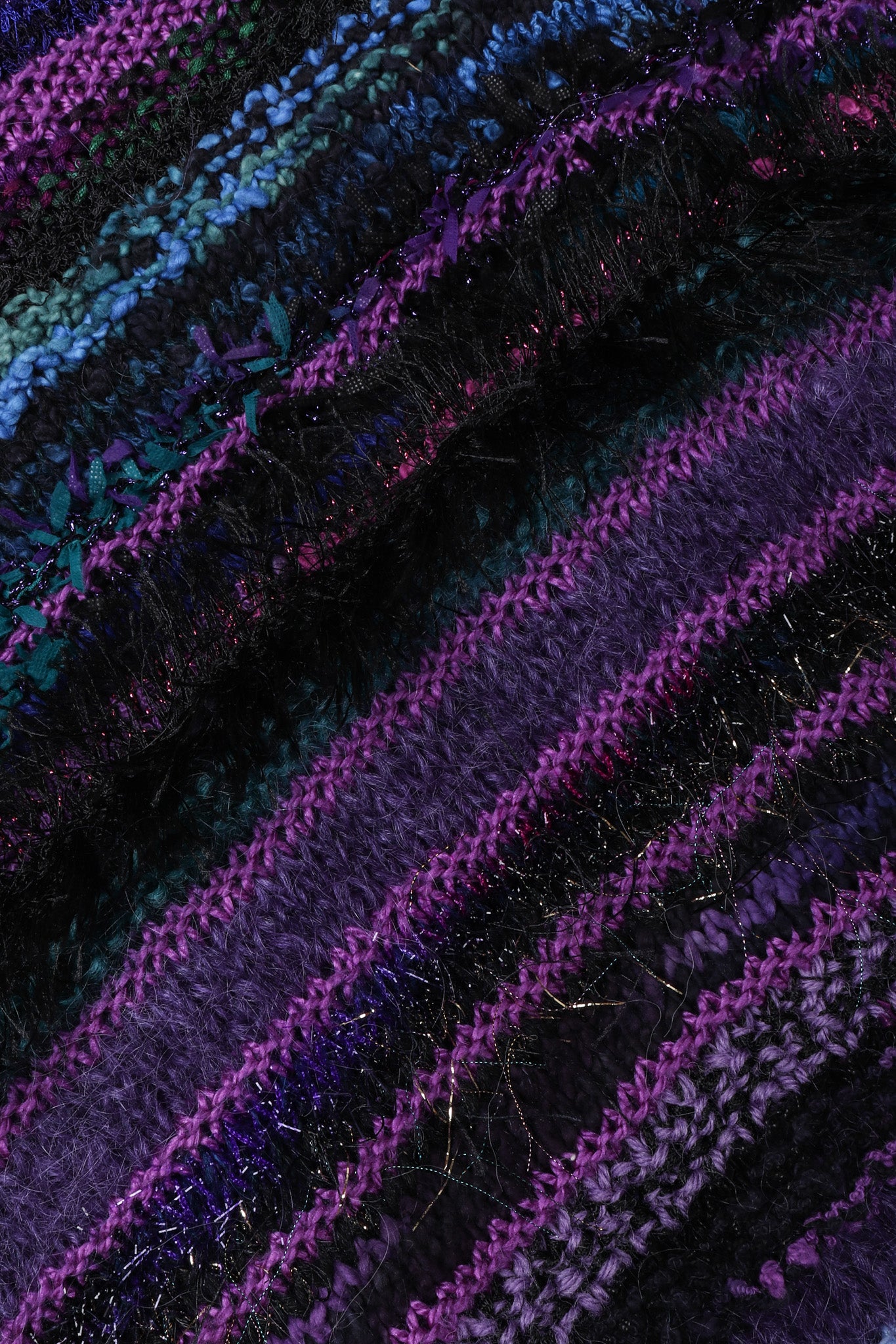 Recess Los Angeles Vintage Textured Knit Mohair Tinsel Boxy Crop Sweater 90s