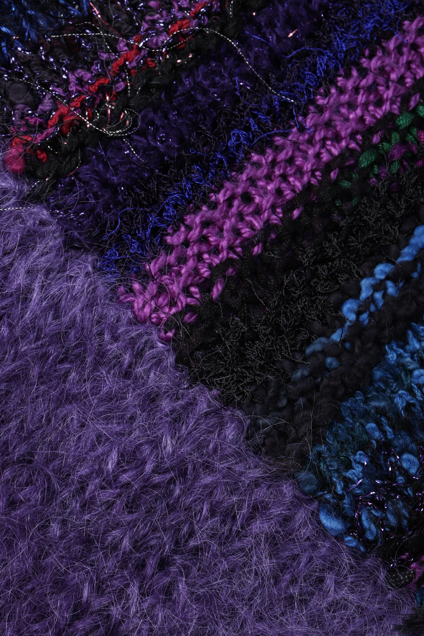 Recess Los Angeles Vintage Textured Knit Mohair Tinsel Boxy Crop Sweater 90s