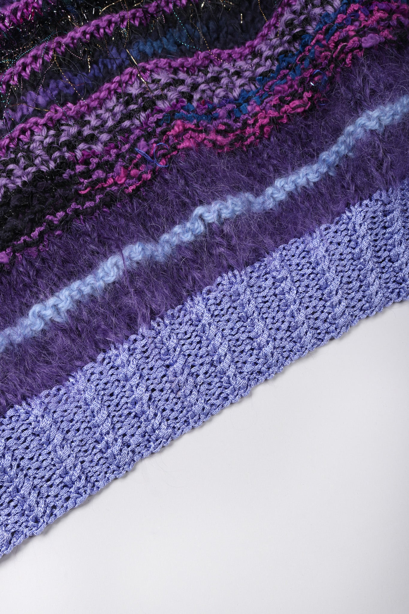 Recess Los Angeles Vintage Textured Knit Mohair Tinsel Boxy Crop Sweater 90s