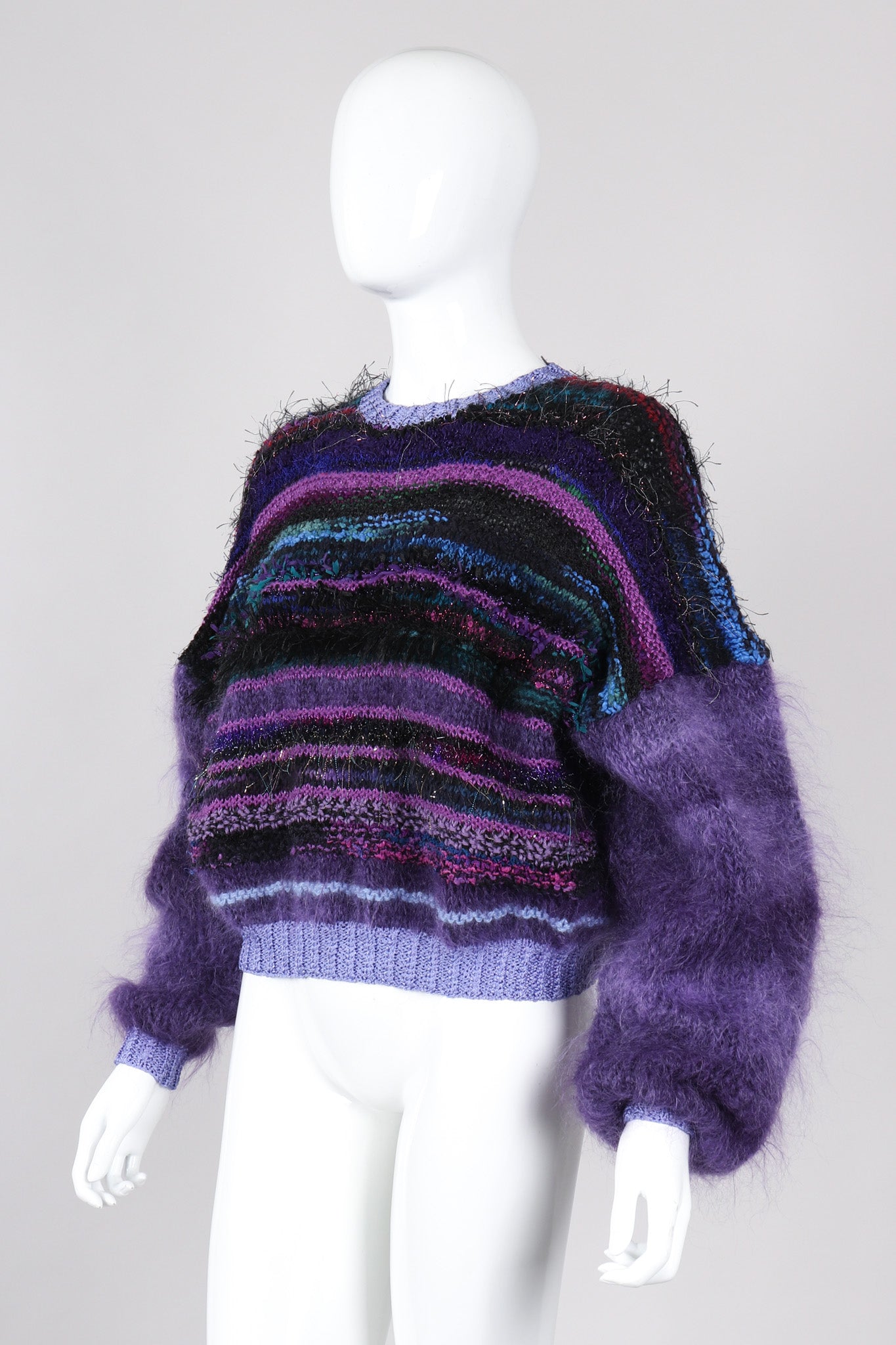 Recess Los Angeles Vintage Textured Knit Mohair Tinsel Boxy Crop Sweater 90s