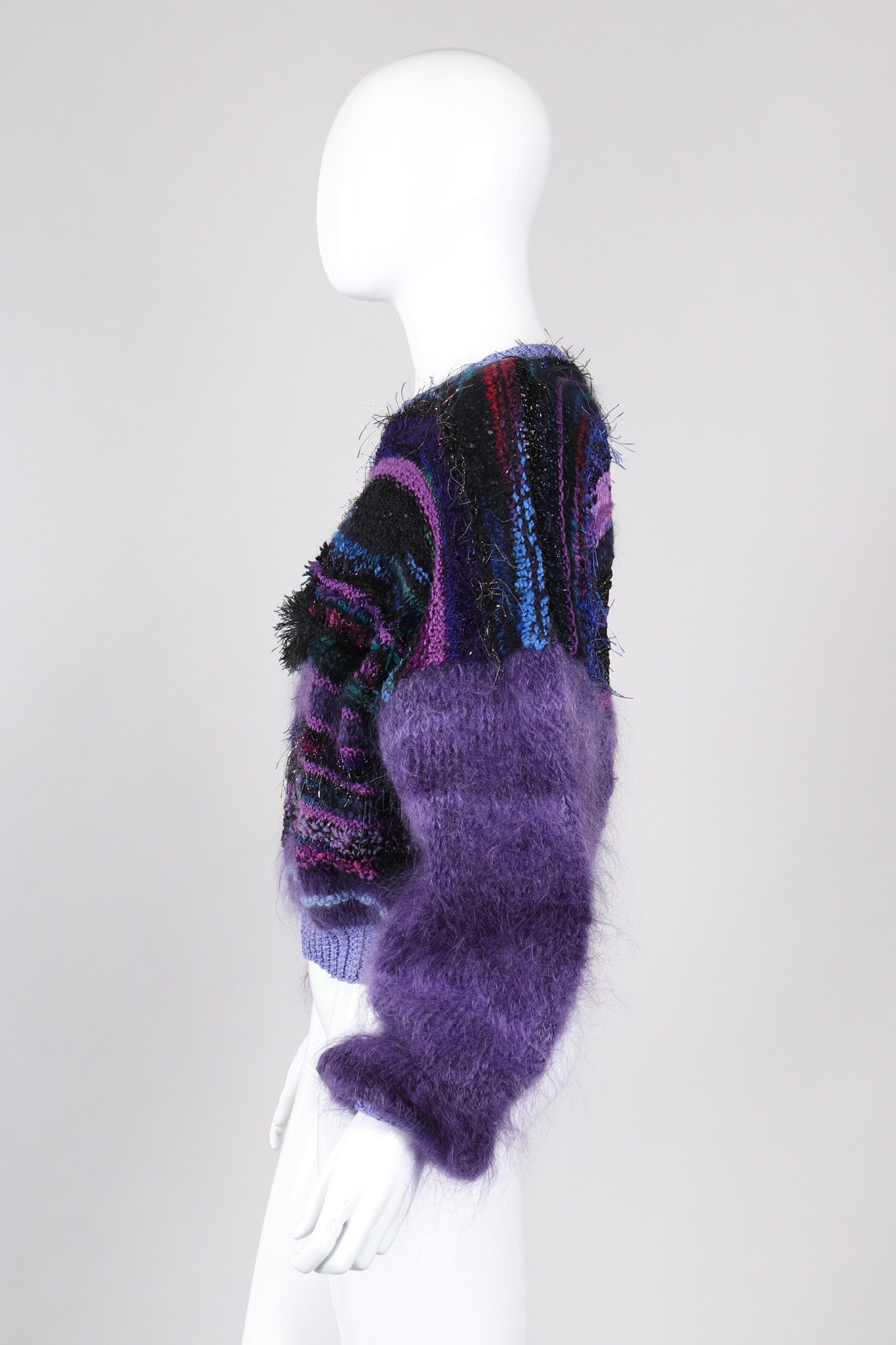 Recess Los Angeles Vintage Textured Knit Mohair Tinsel Boxy Crop Sweater 90s