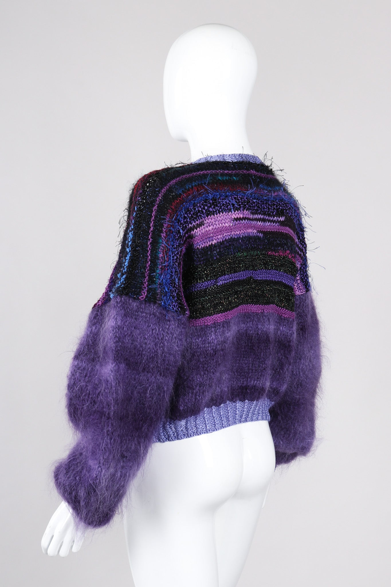 Recess Los Angeles Vintage Textured Knit Mohair Tinsel Boxy Crop Sweater 90s