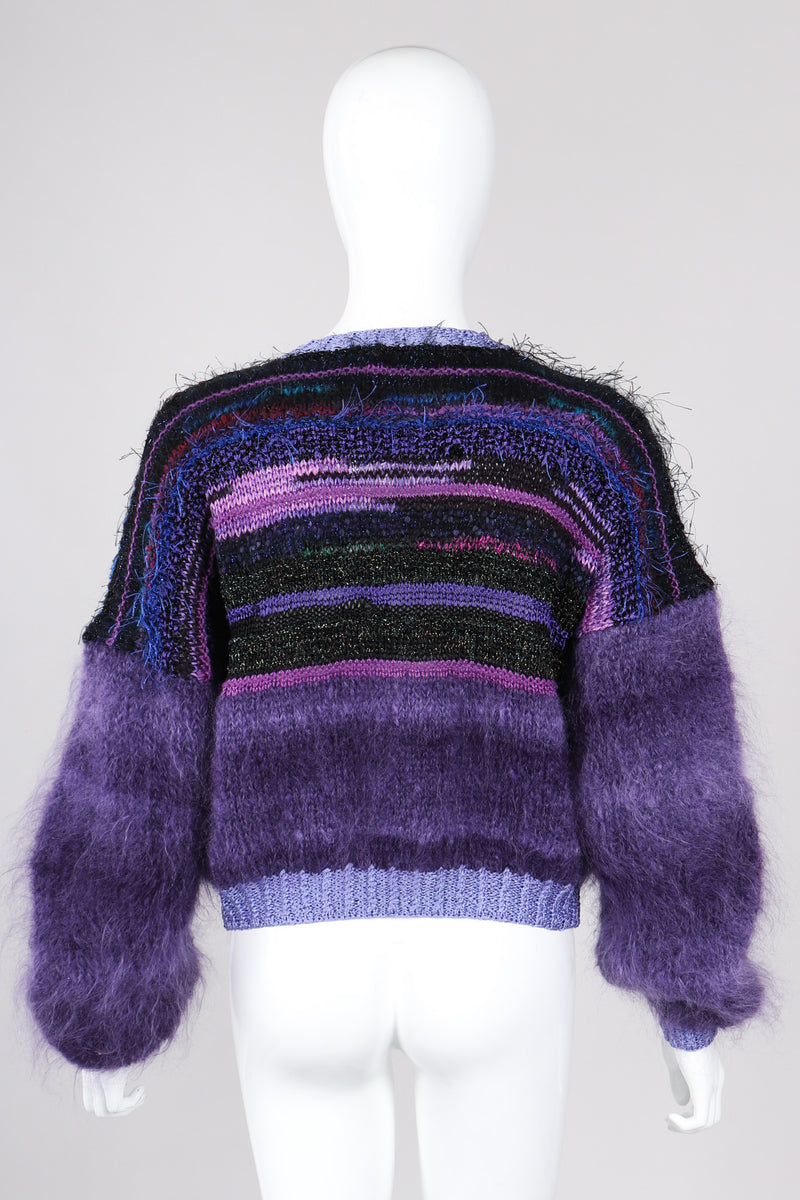 Recess Los Angeles Vintage Textured Knit Mohair Tinsel Boxy Crop Sweater 90s
