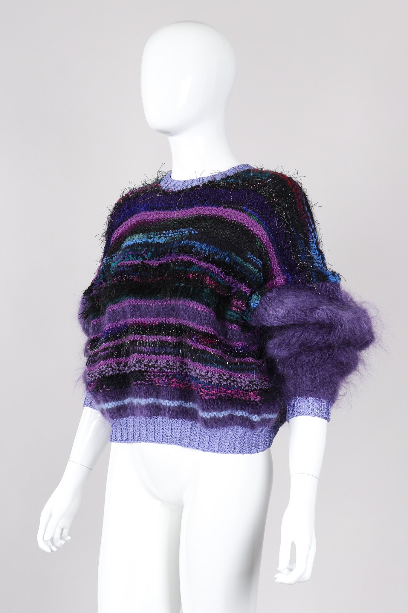 Recess Los Angeles Vintage Textured Knit Mohair Tinsel Boxy Crop Sweater 90s