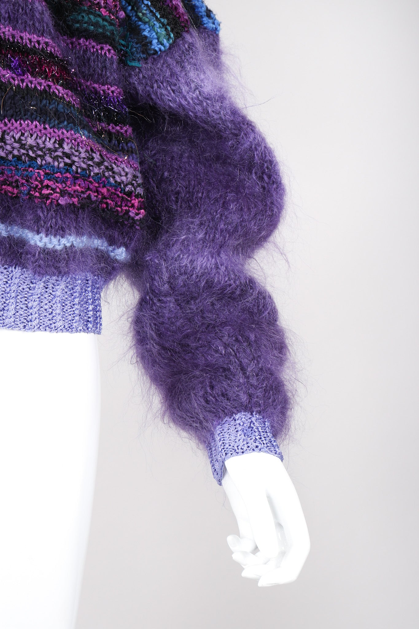 Recess Los Angeles Vintage Textured Knit Mohair Tinsel Boxy Crop Sweater 90s