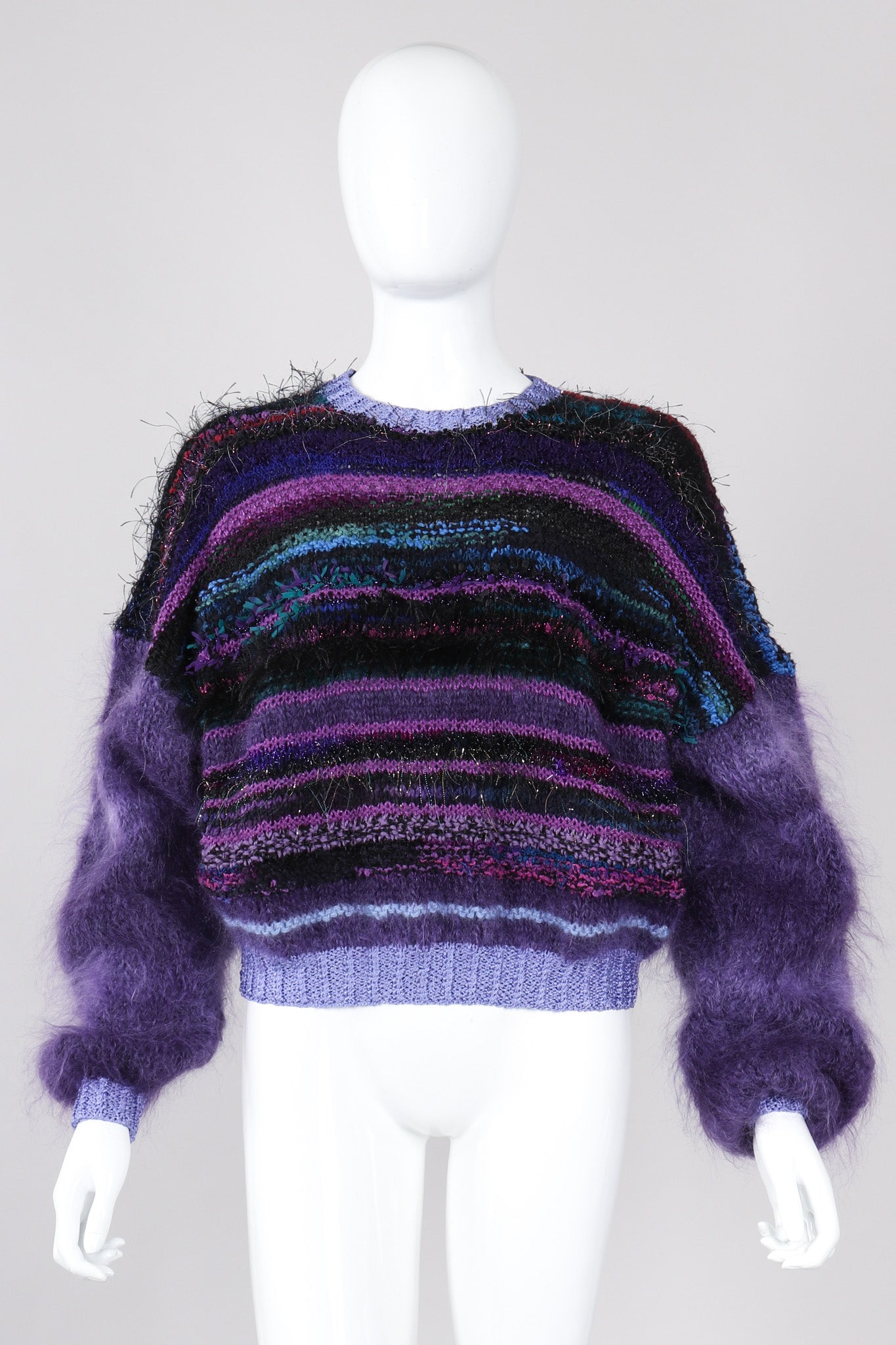 Recess Los Angeles Vintage Textured Knit Mohair Tinsel Boxy Crop Sweater 90s